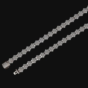 Luxury Flower Tennis Necklace 925 Sterling Silver Sparkling <b>Iced</b> <b>Out</b> VVS Moissanite Diamond Hip Hop <b>Chain</b> Unisex Wedding Wear - Product Image 4