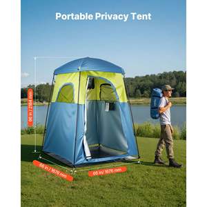 Portable 1-Room <b>Camping</b> <b>Shower</b> Tent Ground Stakes Ropes 150D Oxford Fabric Silver Coating Carry <b>Bag</b> for Fishing Supports Poles - Product Image 2