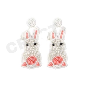 Pendientes colgantes con cuentas Vintage naranja blanco azul para mujer, accesorio patriótico de boda para compras de Pascua - Product Image 1