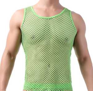 Men's <b>Mesh</b> Tank <b>Top</b> O-Neck Sleeveless Breathable Knitted Casual Hollow Out Design 100% Cotton Anti-Pilling 180g - Product Image 1