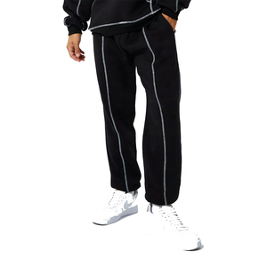 Ensemble sweat à capuche et pantalon de survêtement pour homme, écologique, séchage rapide, respirant, avec surpiqûres contrastées - Coupe décontractée automne en polyester/coton - Product Image 5