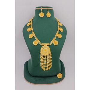 Necklace With Earrings <b>Jewellery</b> Set Gold plated Pure <b>Brass</b> High Quality India Dubai Necklace Design Necklace <b>Jewellery</b> Set - Product Image 3