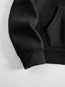 Ensemble de survêtement décontracté en polaire noir unisexe, brodé, respirant, écologique, avec sweat à capuche zippé intégral et pantalon de jogging - Product Image 6