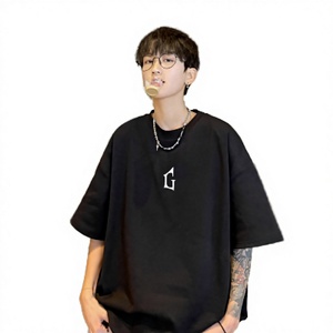 เสื้อยืดคอกลมแขนสั้นทรงตรงผ้าฝ้ายหนาน้ำหนักมากสีพื้นสำหรับผู้ชายแบบ OEM  สามารถปรับแต่งได้ - Product Image 3