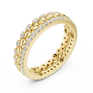 Anillo de Eternidad con Patrón Marquise en Oro Amarillo para Mujer, Joyería de Moda de Lujo con Cristales para Aniversario de Bodas, Regalo - Product Image 3