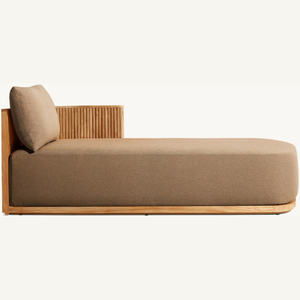 Chaise longue en teck, équipée d'un coussin en mousse souple, idéale pour l'extérieur, au style moderne. - Product Image 4