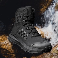 Bottes de randonnée tactiques mi-hautes pour homme, antidérapantes, en similicuir PU, avec semelle en caoutchouc, pour le trekking en extérieur et le désert