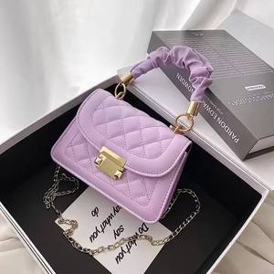 Bolso de hombro coreano con diseño de rombos, bandolera pequeña cuadrada con cadena para mujer, bolso de hombro de PU al por mayor para mujer, bolso de mano personalizado - Product Image 3