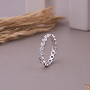 แหวนทองคำขาว 14K ประดับเพชรแล็บโกรว์แบบเต็มวง 0.90 กะรัต ทรงกลม ขอบเซ็ต 2.30 มม. สำหรับงานแต่งงานหรือวันครบรอบ - Product Image 6