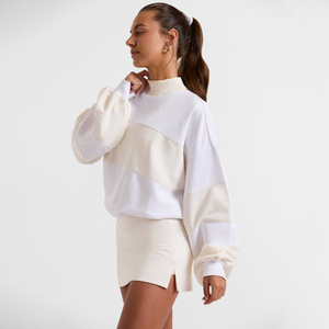 Custom Logo Turtleneck Winter Autumn Short Mid Weight 100%Cotton Oversize Sweatshirt for Women <b>Drop</b> Shoulder OEM High Neck Sweat - Product Image 2