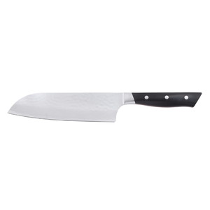 Cuchillos Santoku con Hoja Plateada con Diseño y Mango Negro y Rojo con 3 Remaches para Cortar Frutas, Picar Verduras y Preparar en la Cocina - Product Image 5