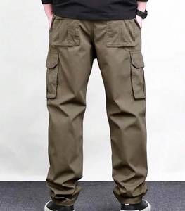 Men's Straight 100% Cotton Canvas Cargo Pants Loose Fit Multi Pocket Mid Waist Casual <b>Trousers</b> for Autumn OEM Service - Product Image 2