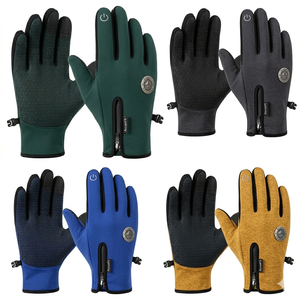 Gants de cyclisme coupe-vent tactiles imperméables antidérapants avec fermeture éclair pour sports d'hiver en plein air et entraînement physique OEM en gros - Product Image 3