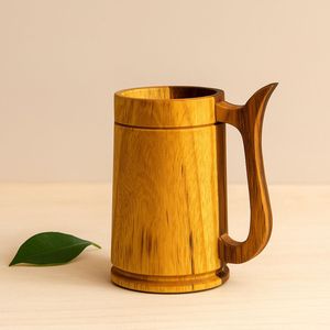 Jarra de Cerveza de Madera Hecha a Mano con Acabado Sheesham, Estilo Barril, Ligera y Duradera, para el Hogar, Bar, Cafetería y Regalo para Fiestas - Product Image 4