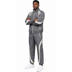 Newest Design 100% Cotton Printed Windbreaker Tracksuit Heavyweight Eco-Friendly Waterproof 2-Piece <b>Zipper</b> <b>Jacket</b> Trouser Set - Product Image 4