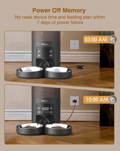 6L Automatic <b>Cat</b> <b>Feeder</b> <b>with</b> Dual Bowls and Programmable 6 Meal <b>Timer</b> - Product Image 4