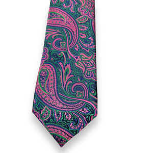 Corbata de Paisley Rosa, Azul y Verde para Hombre, Corbata de Diseño de Lujo con Tejido Jacquard |   Corbata de Moda para Bodas, Negocios, Fiestas, Regalo - Product Image 3