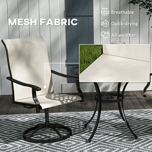 Set di 2 sedie da pranzo da giardino con schienale alto, in rete beige per tutte le stagioni, per giardino, prato e cortile - Product Image 5