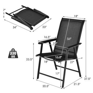 Ensemble de 2 chaises pliantes ergonomiques avec accoudoirs pour patio extérieur, pour le camping - Product Image 3