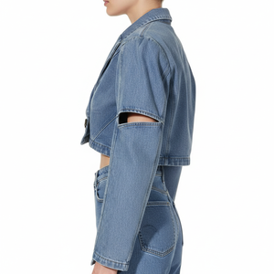 Chaquetas Vaqueras Estampadas de Moda para Mujer, Chaqueta Vaquera de Lona con Piel de Oveja, Alta Calidad, Gran Venta, Última Tendencia, OEM - Product Image 2