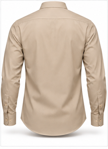 Camisa de Vestir Beige Personalizada para Hombre, Manga Larga, con Botones, Formal, de Negocios, 100% Algodón, Proveedor Mayorista OEM - Product Image 3