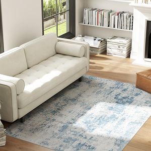 Tappeto Moderno Astratto 4x6 Antiscivolo Lavabile in Lavatrice Blu con Pelo Medio per Soggiorno, Camera da Letto e Sala da Pranzo - Product Image 3