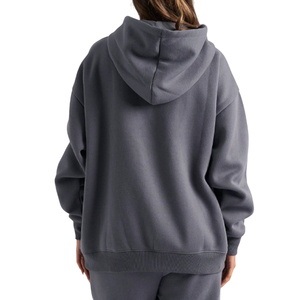 Sweat-shirt à capuche oversize pour femme, couleur unie, épaules tombantes, en molleton, avec poches, respirant, tricoté, pour l'hiver - Product Image 5