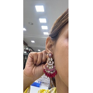 Classy Rose Gold Plated Chandelier <b>Earrings</b> With <b>Red</b> Tassel And Crystal Rhinestone Heart Cut For Women Wedding Bohemia Style - Product Image 1