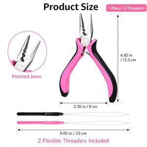 Kit de pinces pour extensions capillaires avec 2 outils de tirage, outil pour micro-anneaux, pinces micro-link, aiguille à boucle et enfileur professionnel pour cheveux - Product Image 3