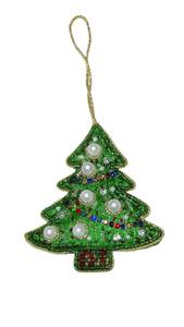 ต้นคริสต์มาสสีเขียวประดับด้วยลูกปัดและมุกปักมือ – เครื่องประดับคริสต์มาสทำมือ |   ผู้จัดจำหน่ายสินค้าขายส่ง - Product Image 1