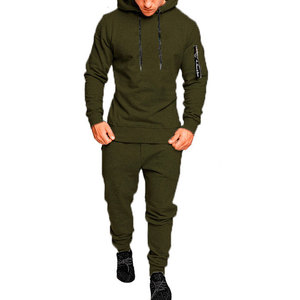 Ensemble de survêtement pour homme avec sweat à capuche zippé et pantalon de jogging, 2 pièces, tenue de sport décontractée, vente en gros - Product Image 1