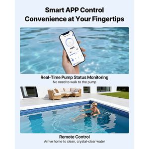 Pompa per Piscina Trifase a Velocità Variabile da 2HP, 145 GPM, Potente Autoadescante per Filtri a Cesto per Piscine Interrate/Fuori Terra - Product Image 4