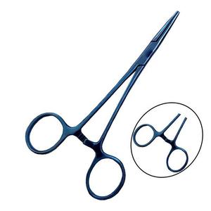 Pince de pêche incurvée de 4,5 pouces en acier inoxydable bleu, épiler-crochets, outil de pêche à la mouche OEM - Product Image 1