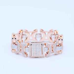 Collar de Cadena Cubana de Plata 925 Bañado en Oro Rosa con Diamante Moissanita, Joyería Bling Hip Hop con Encanto, Regalo para Fiestas - Product Image 2