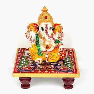 Nouvel Arrivage 2026 Choki en Marbre de Makrana Fait Main avec Statue du Dieu Ganesh Ji, Motif Paon et Pierres Précieuses, Choki pour Diwali - Product Image 2