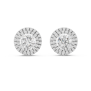 Boucles d'oreilles clous en argent sterling double halo moissanite taille brillant certifiées IGI, bijoux fins de luxe pour mariages et anniversaires - Product Image 1