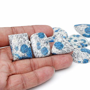 Cabochon de jaspe K2 naturel, pierre précieuse en vrac, blanc et bleu, 20-35 mm, effet de changement de couleur, pour bagues, pendentifs, bijoux en argent sterling 925 - Product Image 5