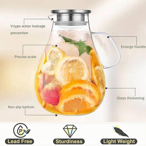 Portable Glass Beverage Water Jug with Strong Handle Leakproof Lid 1.8L BPA Free Eco-Friendly for Travel Sports Use - Product Image 2
