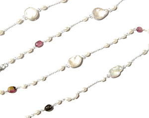KGN SILVER JEWELLERY HOUSE Emerald Cut Natural Gemstone Long Snake Chain <b>Statement</b> <b>Necklace</b> 925 Sterling Silver Handmade - Product Image 2