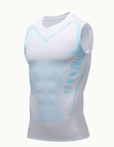 Men's Blue <b>Knitted</b> <b>Sleeveless</b> O-Neck Tank <b>Top</b> Breathable Solid Casual Sporty Workout Compression Vest Body Shaping Polyester - Product Image 2