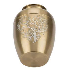 Urna Funeraria de Aluminio para Cremación, Diseño Grabado de Árbol, Acabado Dorado, Recipiente para Cenizas Humanas, Urna Conmemorativa para Adultos - Product Image 2