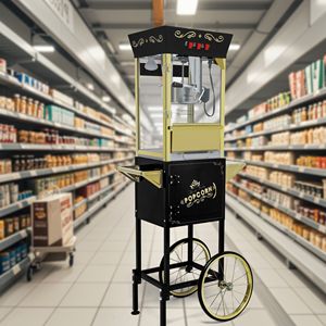 Carrello Vintage per Macchina Popcorn da 12oz con Pentola in Acciaio Inossidabile e Motore, Stile Cinema - Product Image 3