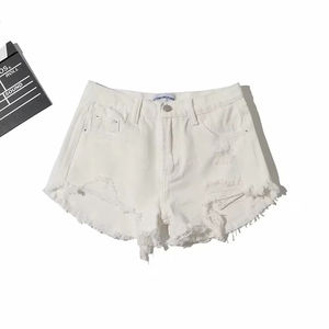 Shorts en jean décontractés à taille haute pour femme, avec strass, effet délavé, pour l'été – Vente en gros - Product Image 4