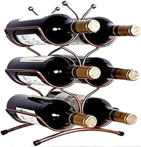 Étagère métallique industrielle à plusieurs niveaux, couleur cuivre, pour ranger six bouteilles de vin horizontales de manière sécurisée. Obtenez-les à prix de gros. - Product Image 1