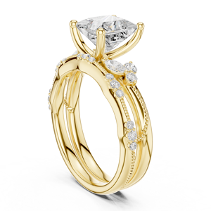 <b>Couple</b> Band For Wedding <b>Rings</b> 14K Gold VS1 E Color 2 CT Princess Cut IGI Lab Grown Diamond Engagement Gift <b>Rings</b> - Product Image 3