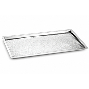 Plateau de service rectangulaire en acier inoxydable martelé, écologique, pour buffet d'hôtel, présentation alimentaire, traiteur - Product Image 1