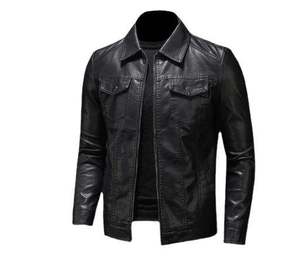 <b>Men</b> Vintage Style Leather <b>Jacket</b> Genuine Leather Zip Closure Casual Outdoor Regular Fit Soft Leather Outerwear - Product Image 4