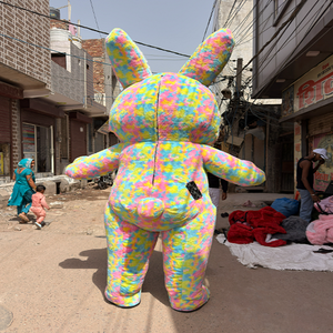 Disfraz de Mascota de Conejo Arcoíris de Fantasía, Traje de Peluche de Cuerpo Completo para Carnavales, Promociones y Parques Temáticos - Product Image 2