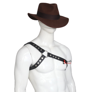 Masque en similicuir véritable style chauve-souris avec détails rivetés, écologique et respirant pour jeux fétichistes masculins - Product Image 5