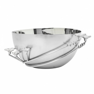 Handcrafted Eco-Friendly Aluminum Modern Luxury Wedding Serving Bowl Leaf Design Decorative Home Decor <b>Table</b> Centerpiece - Product Image 4